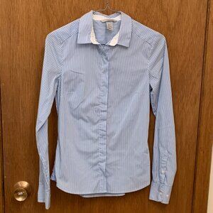 H&M - blue pinstripe button down dress shirt - Size 2